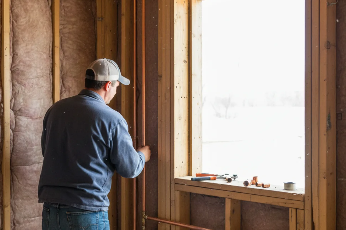 Licensed plumber running new copper supply lines in a Biglerville home