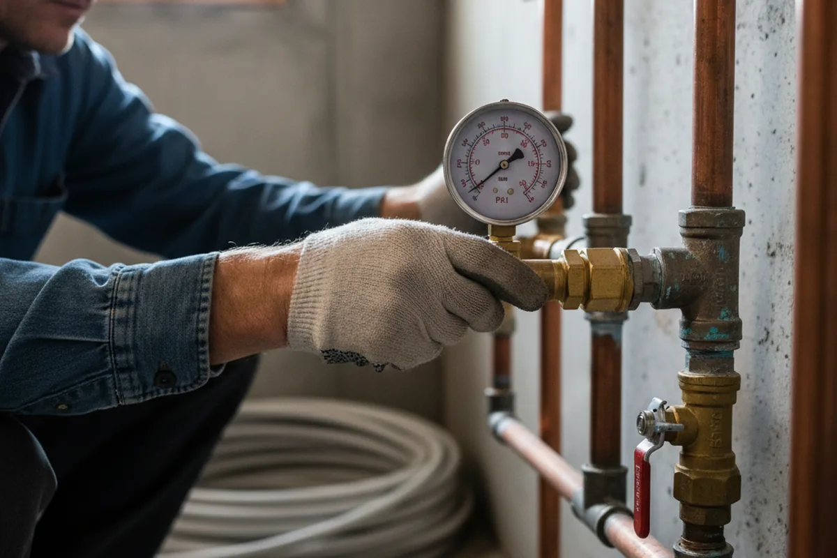 Pressure testing a repaired line during Water Line Repair in Biglerville